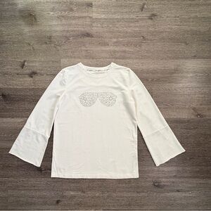 Karl Lagerfeld White Long Sleeve Kids Tee with Glitter Sunglasses